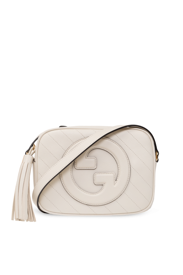 BLONDIE INTERLOCK MINI SHOULDER BAG 12 IN WHITE CALFSKIN GOLD CHAIN